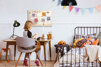 Tableau magnétique effaçable Agenda hebdomadaire avec espace pour photos