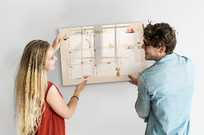 Tableau magnétique effaçable Agenda hebdomadaire avec espace pour photos