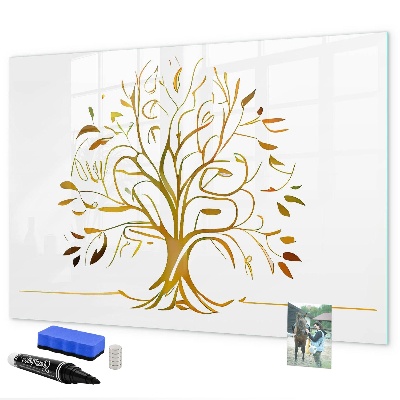Tableau magnétique effaçable Arbre à souvenirs avec photos et notes