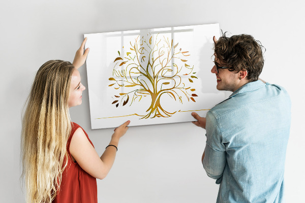 Tableau magnétique effaçable Arbre à souvenirs avec photos et notes
