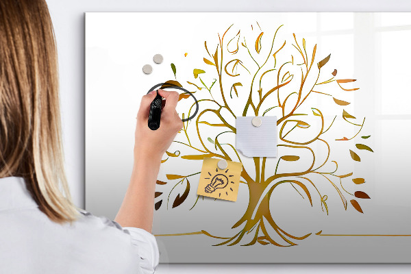 Tableau magnétique effaçable Arbre à souvenirs avec photos et notes