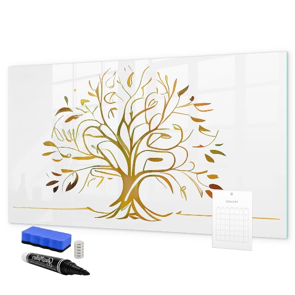 Tableau magnétique effaçable Arbre à souvenirs avec photos et notes