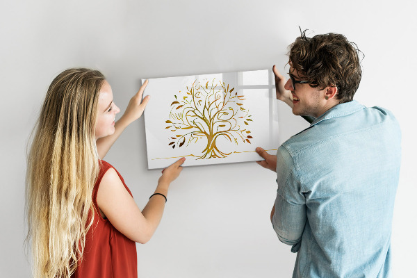 Tableau magnétique effaçable Arbre à souvenirs avec photos et notes