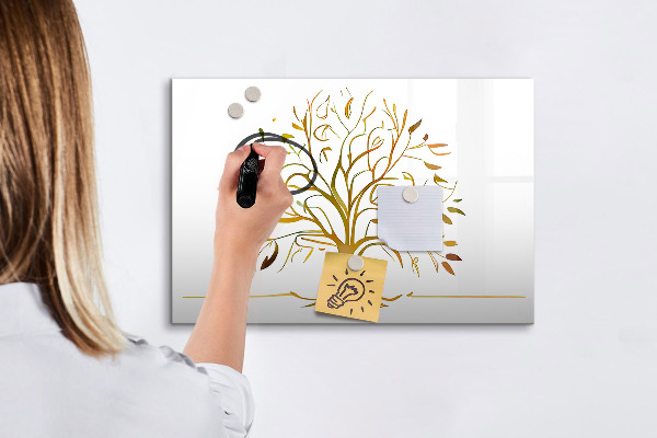 Tableau magnétique effaçable Arbre à souvenirs avec photos et notes