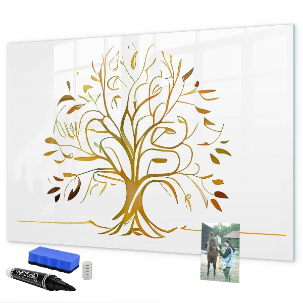 Tableau magnétique effaçable Arbre à souvenirs avec photos et notes