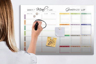 Tableau effaçable magnétique Plan de repas et liste de courses