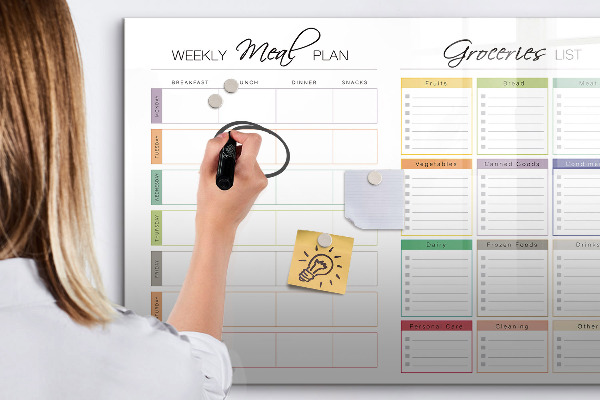 Tableau effaçable magnétique Plan de repas et liste de courses
