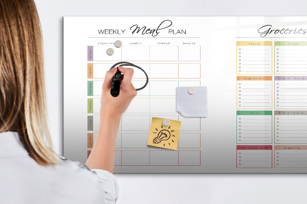 Tableau effaçable magnétique Plan de repas et liste de courses