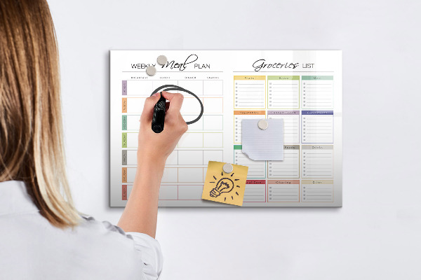 Tableau effaçable magnétique Plan de repas et liste de courses
