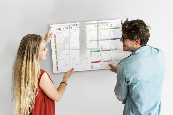 Tableau effaçable magnétique Plan de repas et liste de courses