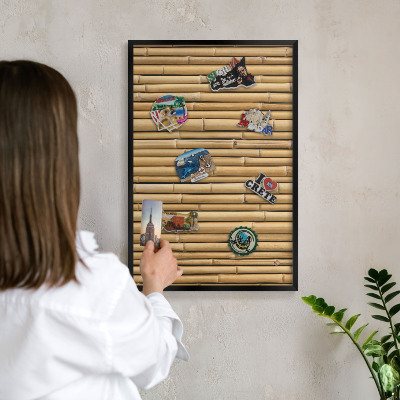 Tableau magnétique encadré de couleur noire Motif bambou