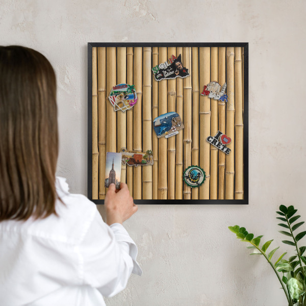 Tableau magnétique encadré de couleur noire Motif bambou