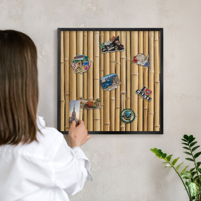 Tableau magnétique encadré de couleur noire Motif bambou