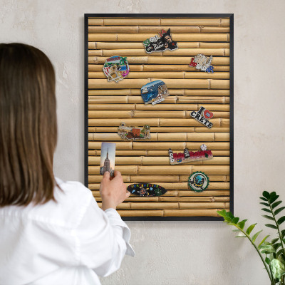 Tableau magnétique encadré de couleur noire Motif bambou