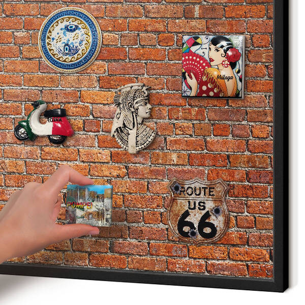 Panneau pour aimants souvenirs cadre noir Motif brique