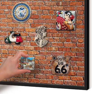 Panneau pour aimants souvenirs cadre noir Motif brique