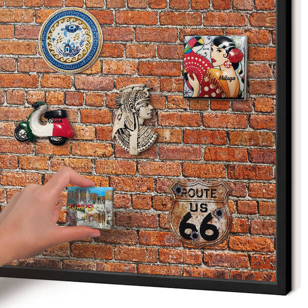 Panneau pour aimants souvenirs cadre noir Motif brique