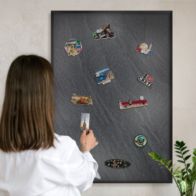 Tableau magnétique encadré de couleur noire Texture grise