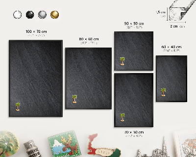 Tableau magnétique encadré de couleur noire Texture grise