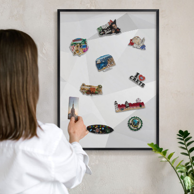 Tableau magnétique encadré de couleur noire Géométrie blanche