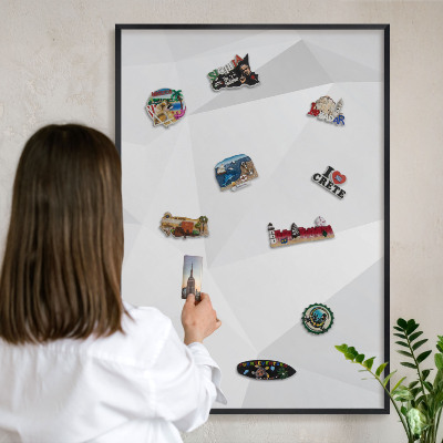 Tableau magnétique encadré de couleur noire Géométrie blanche