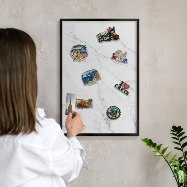 Tableau magnétique encadré de couleur noire Motif marbré