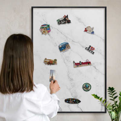 Tableau magnétique encadré de couleur noire Motif marbré