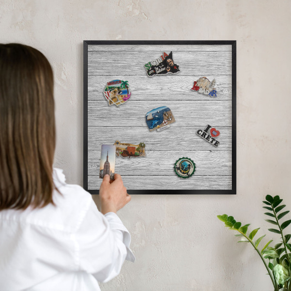 Tableau magnétique encadré de couleur noire Texture bois