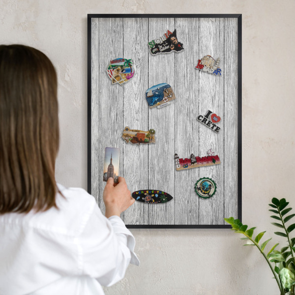 Tableau magnétique encadré de couleur noire Texture bois