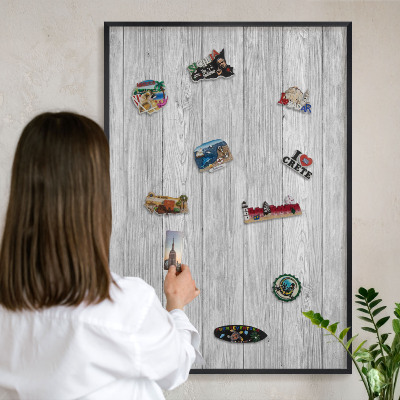 Tableau magnétique encadré de couleur noire Texture bois