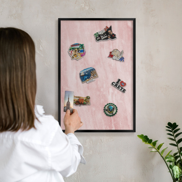 Tableau magnétique encadré de couleur noire Texture rose