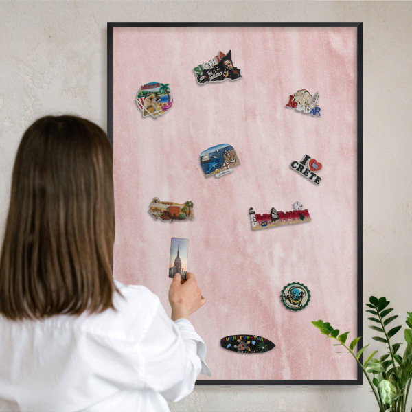 Tableau magnétique encadré de couleur noire Texture rose