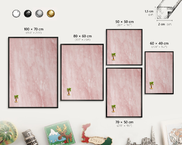 Tableau magnétique encadré de couleur noire Texture rose