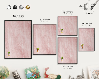Tableau magnétique encadré de couleur noire Texture rose