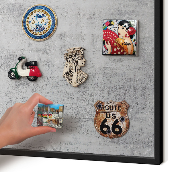 Panneau pour aimants souvenirs cadre noir Surface grise
