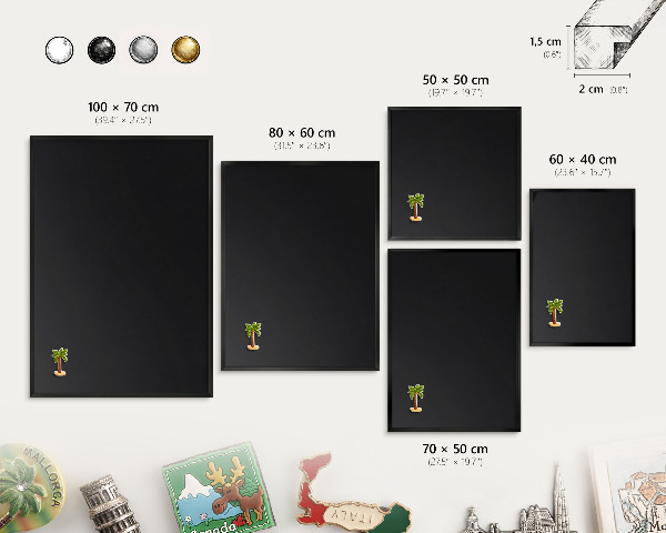 Tableau magnétique encadré de couleur noire Noir