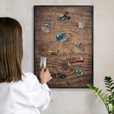 Tableau magnétique encadré de couleur noire Texture bois