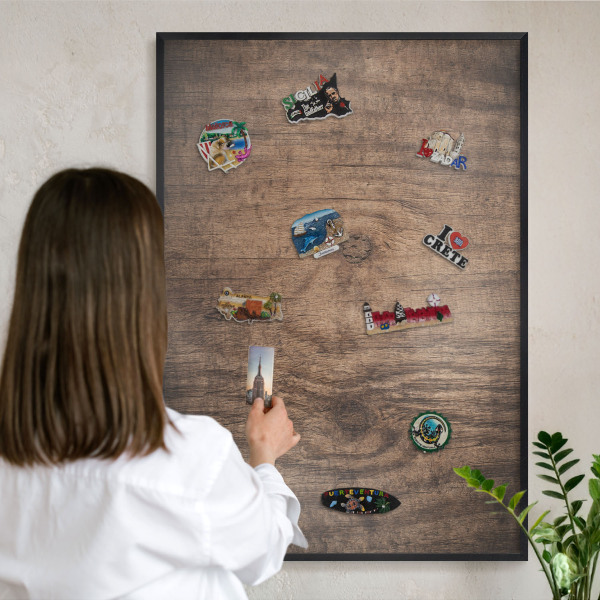 Tableau magnétique encadré de couleur noire Texture bois