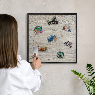 Tableau magnétique encadré de couleur noire Texture bois