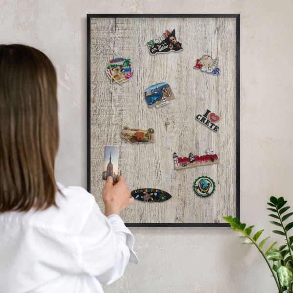 Tableau magnétique encadré de couleur noire Texture bois