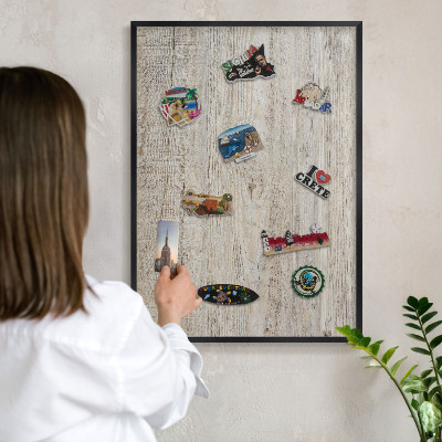 Tableau magnétique encadré de couleur noire Texture bois