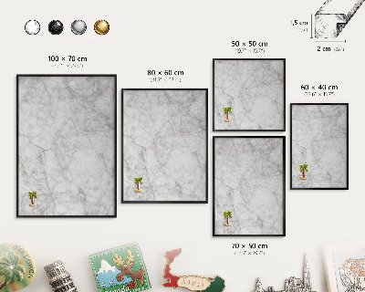 Tableau magnétique encadré de couleur noire Marbre gris