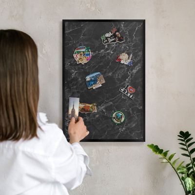 Tableau magnétique encadré de couleur noire Marbre noir
