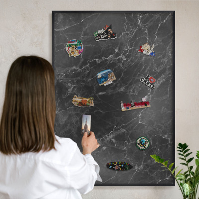 Tableau magnétique encadré de couleur noire Marbre noir