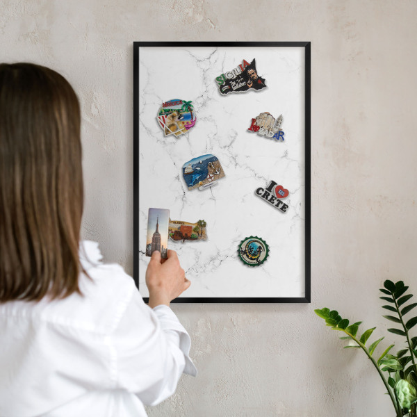 Tableau magnétique encadré de couleur noire Motif marbré