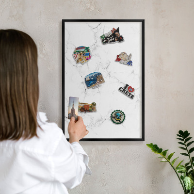 Tableau magnétique encadré de couleur noire Motif marbré