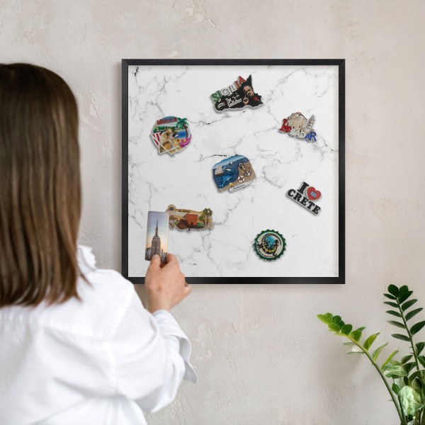 Tableau magnétique encadré de couleur noire Motif marbré