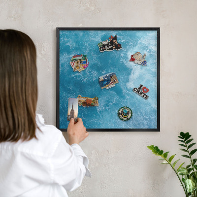 Tableau magnétique encadré de couleur noire Vagues océaniques