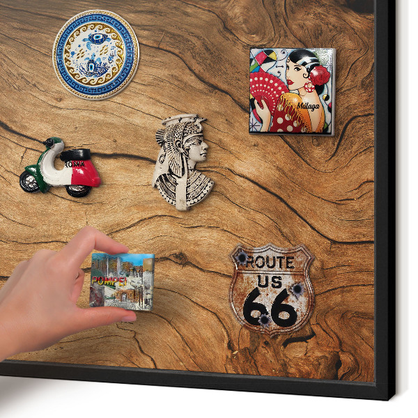 Tableau magnétique encadré de couleur noire Grain de bois
