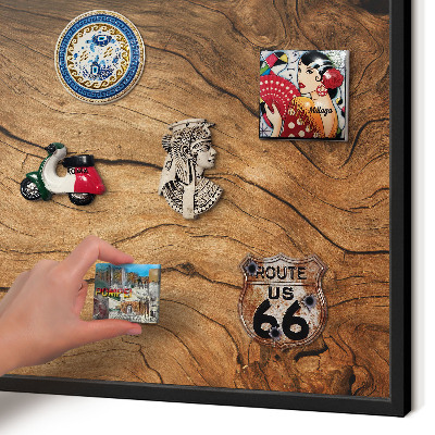 Tableau magnétique encadré de couleur noire Grain de bois
